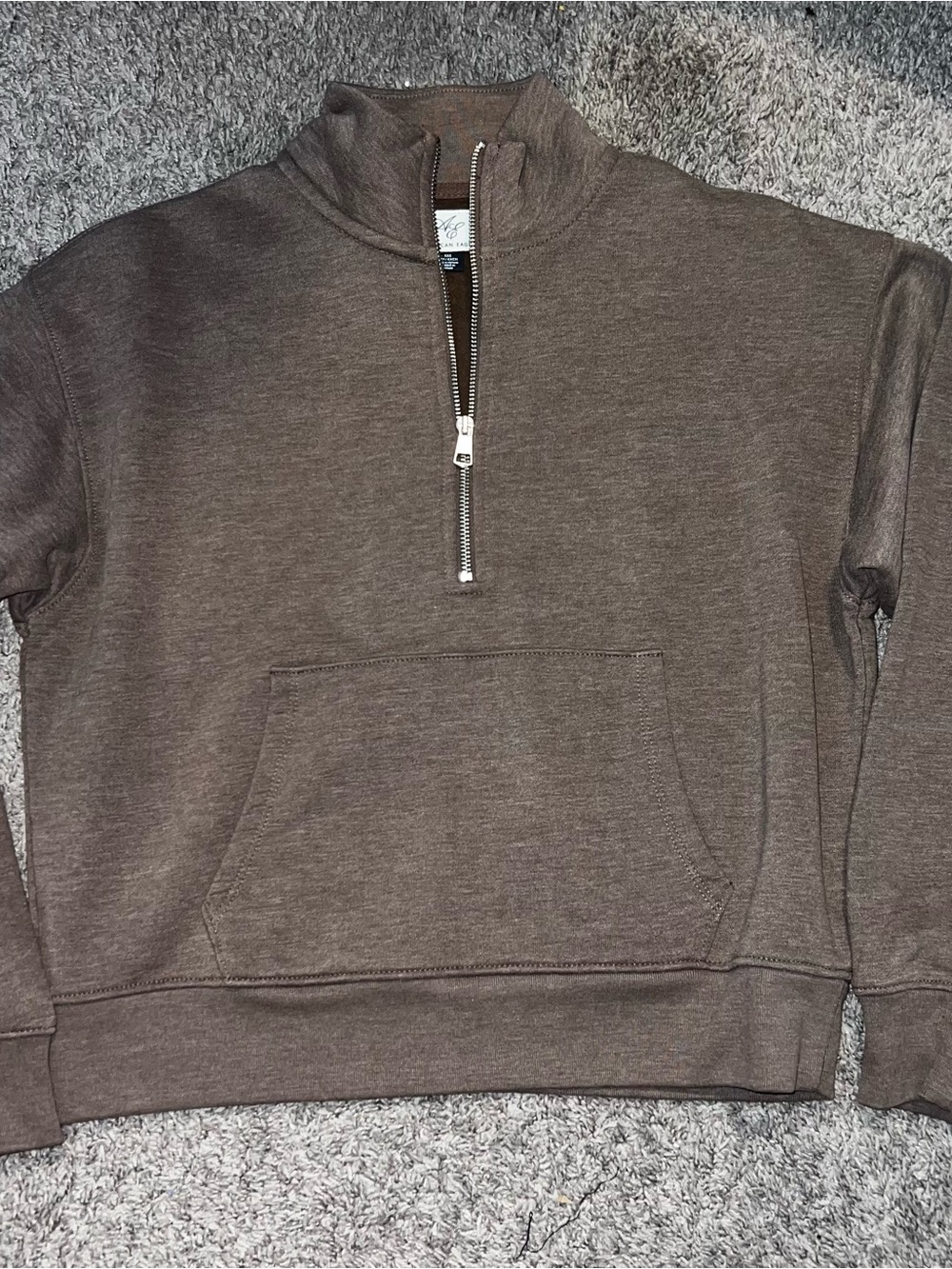 BNWOT American Eagle Outfitters Brown Quarter-Zip Hoodie Pullover